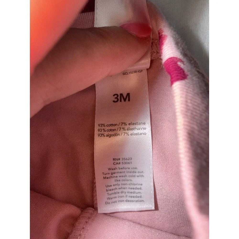Carters Baby Girl 3 Month 3-piece Set, Pants And Shirts Pink/White NWT